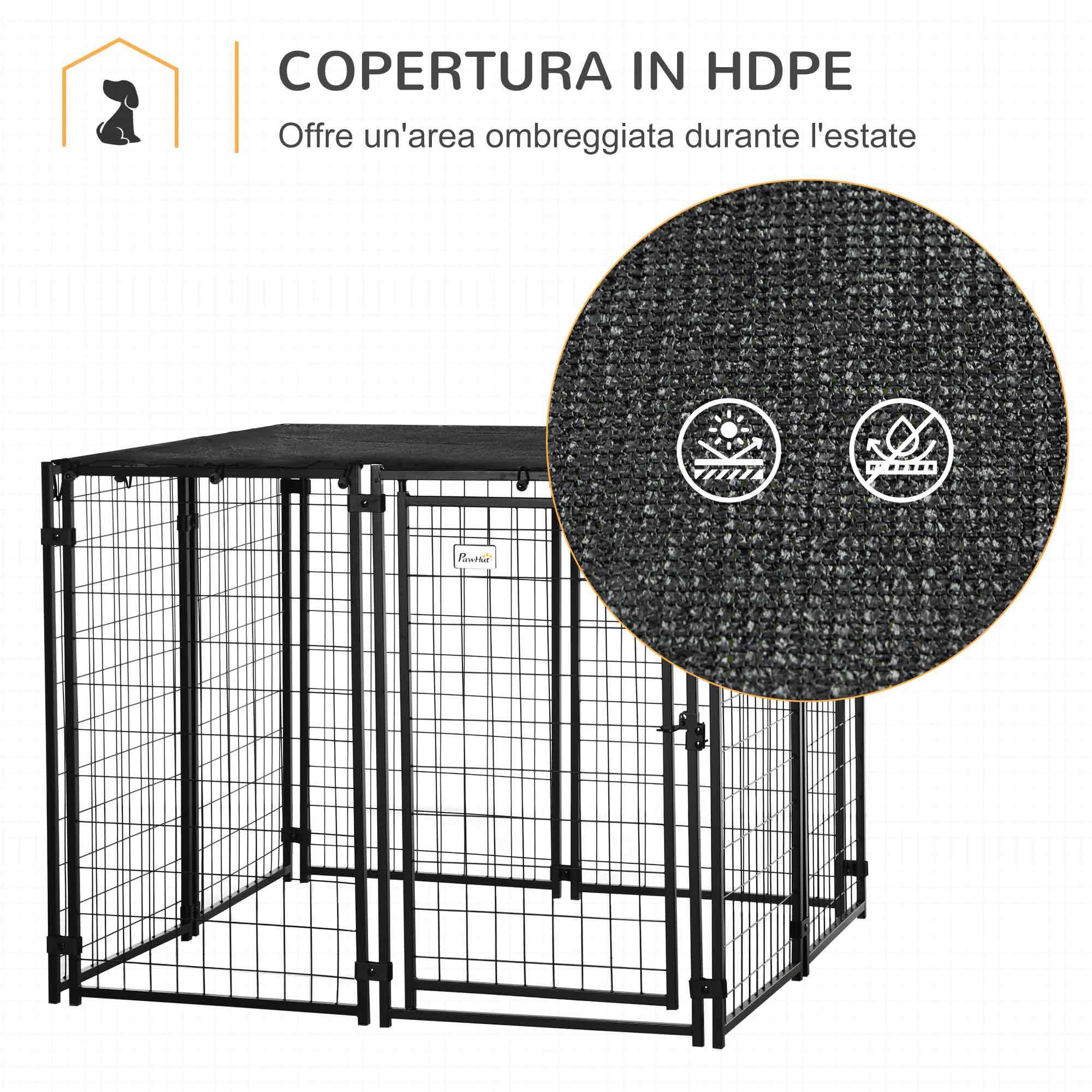 Parc pliable pour chien avec housse, 8 panneaux et porte verrouillable, 141 x 141 x 113 cm, noir - Image 6
