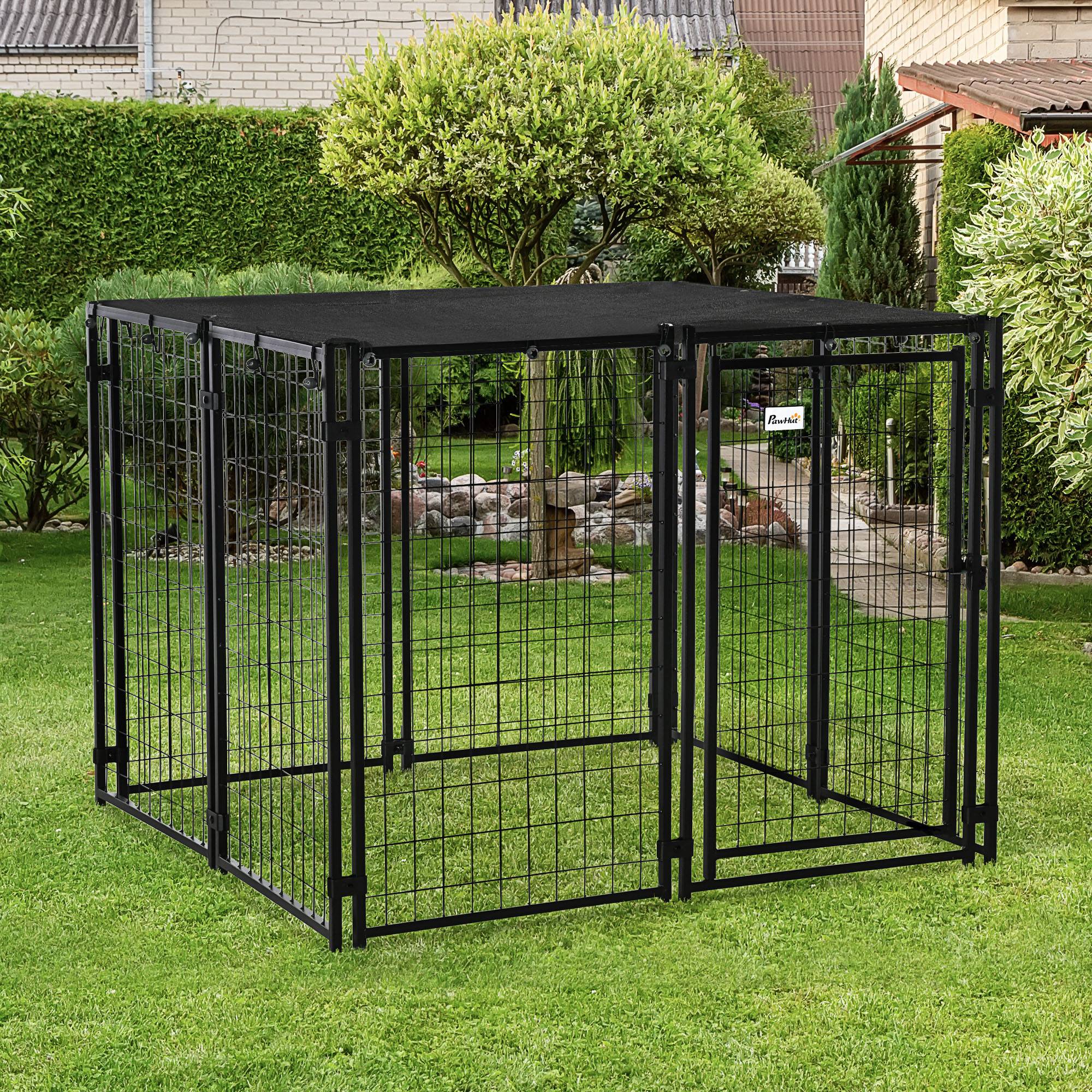 Parc pliable pour chien avec housse, 8 panneaux et porte verrouillable, 141 x 141 x 113 cm, noir - Image 4
