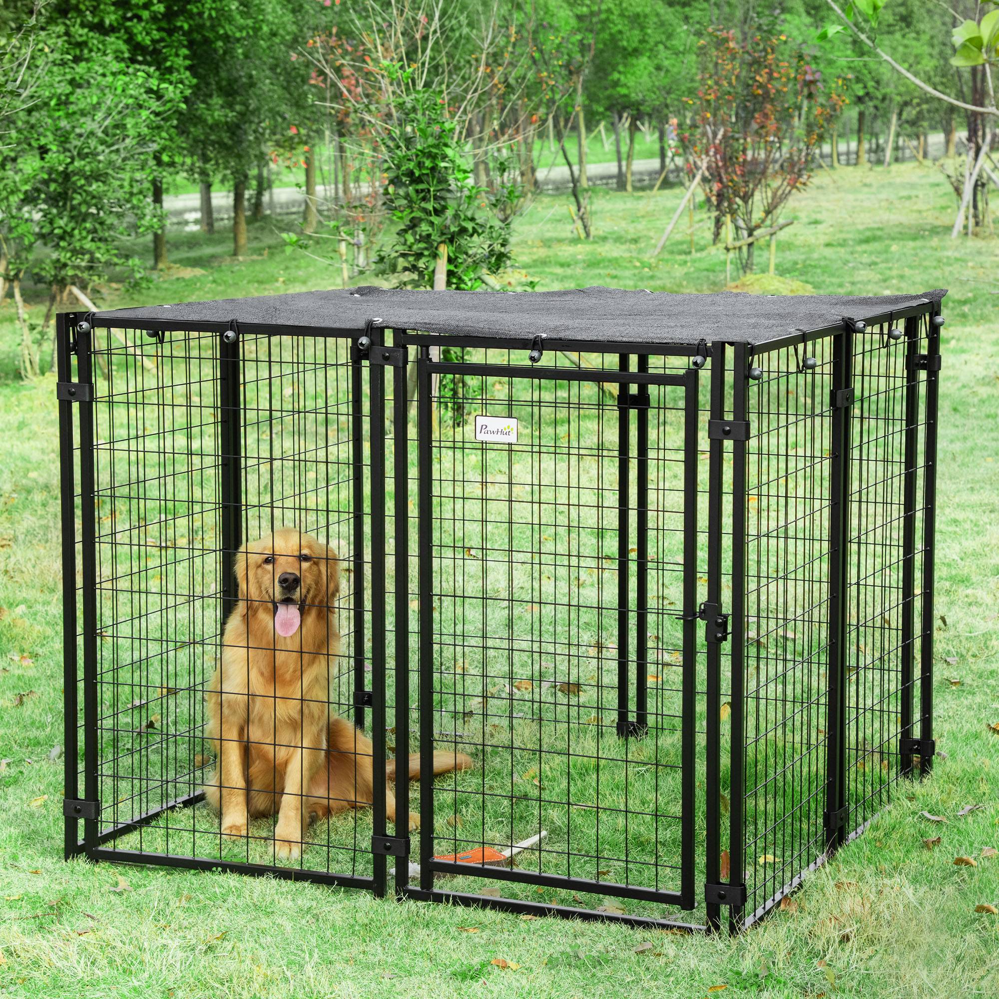 Parc pliable pour chien avec housse, 8 panneaux et porte verrouillable, 141 x 141 x 113 cm, noir - Image 3