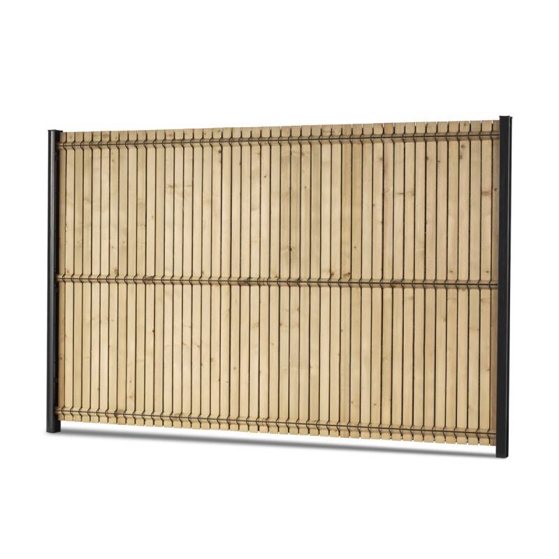 Kit occultation lamelles bois sapin pour panneau rigide maille 55 H 1m53 L 2m50 ep 8mm - Easy Clôture - Image 2