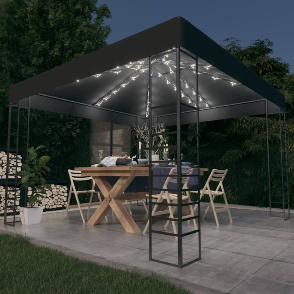 ComfortXL - Abri de Jardin Carré en Acier avec Lumières LED Solaires pour Terrasse Anthracite 3x3 m – ComfortXL Outdoor Living - Image 1