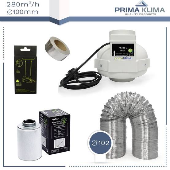 Kit extracteur 280m3/h + filtre à charbon Prima Klima 100mm - Image 2