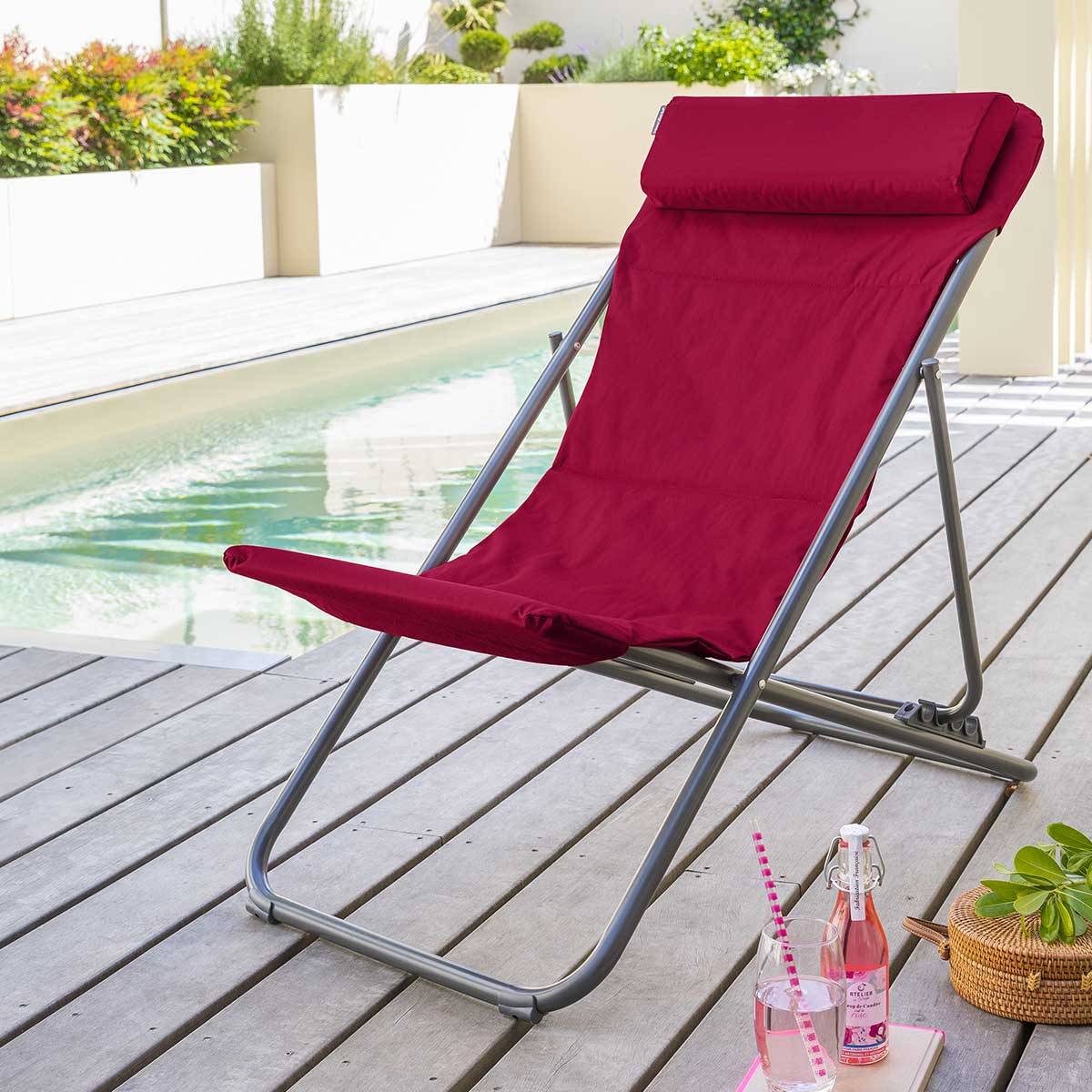 Hesperide - Chilienne de jardin pliante "Jubba" grenade & graphite en zinc et polyester Hespéride - Image 1
