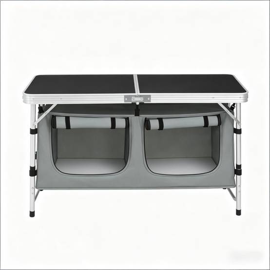 Table jardin pliable avec sac de rangement, pieds modulables pour pique-nique - Image 2