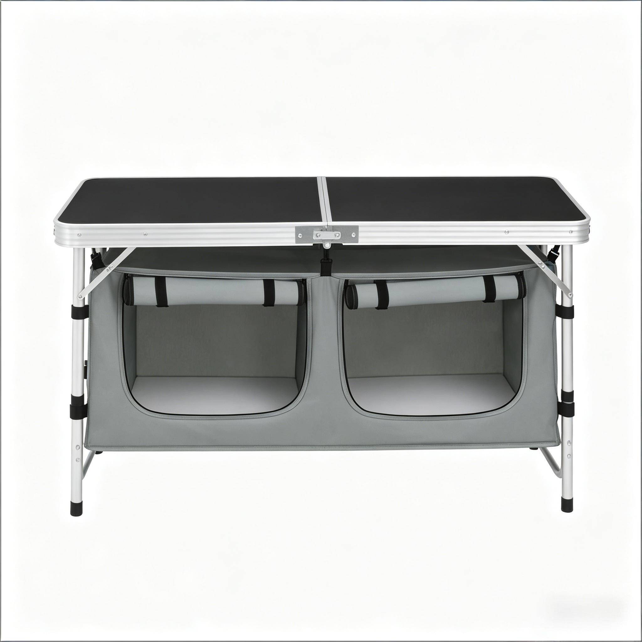 Table jardin pliable avec sac de rangement, pieds modulables pour pique-nique - Image 2
