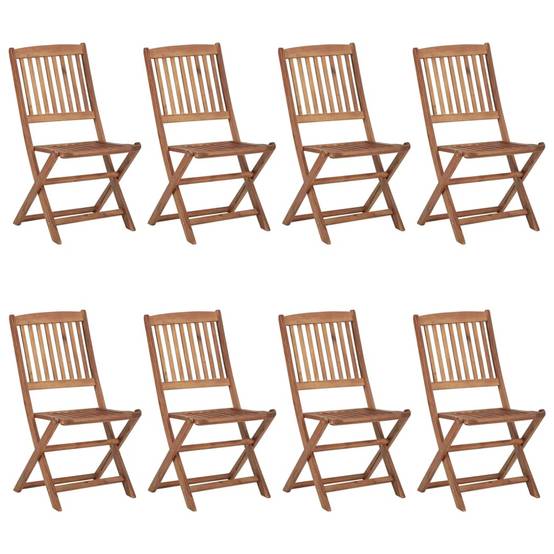 Lot de 8 chaises de jardin pliables bois d'acacia beige 48.5 x 57 x 91 cm - PANGIVO - Image 2