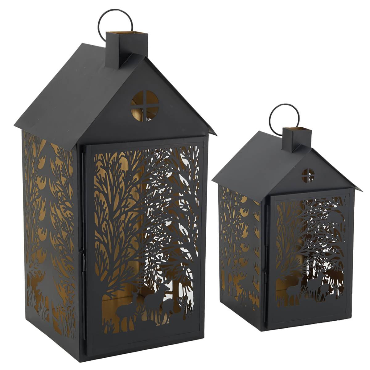 Aubry Gaspard - Lanternes en métal noir Maison Cerf (lot de 2) - Image 1