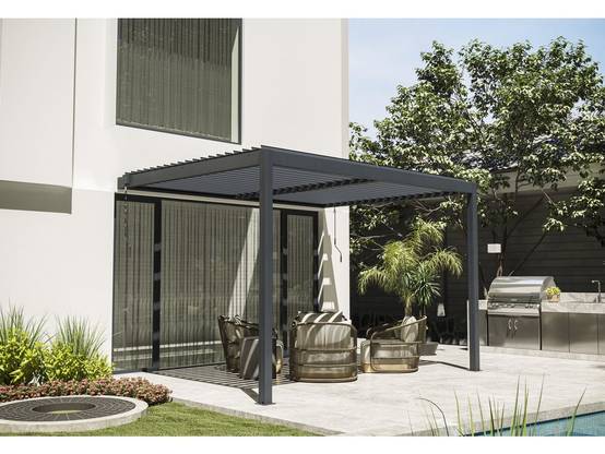 Habitat Et Jardin - Pergola Bioclimatique Adossée Avec Led "windsor" - 3 X 4 M - Anthracite -habitat Et Jardin - Image 2
