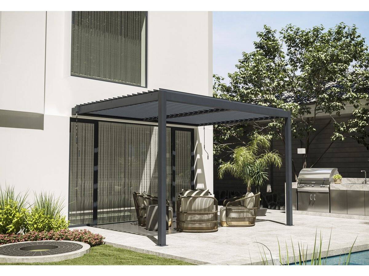 Habitat Et Jardin - Pergola Bioclimatique Adossée Avec Led "windsor" - 3 X 4 M - Anthracite -habitat Et Jardin - Image 2