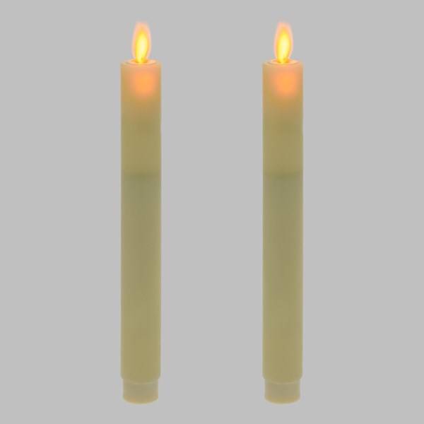 Lotti - Jeu de 2 chandelles lumineuses à piles en cire ivoire flamme en mouvement 23cm LED blanc chaud Lotti - Image 1