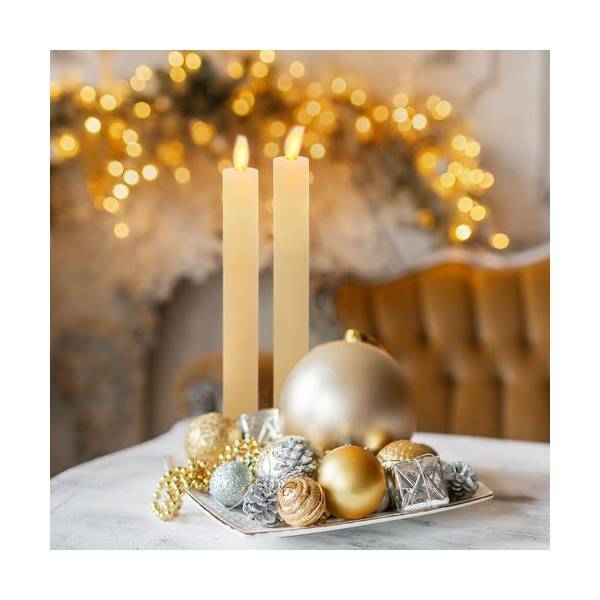 Lotti - Jeu de 2 chandelles lumineuses à piles en cire ivoire flamme en mouvement 23cm LED blanc chaud Lotti - Image 2