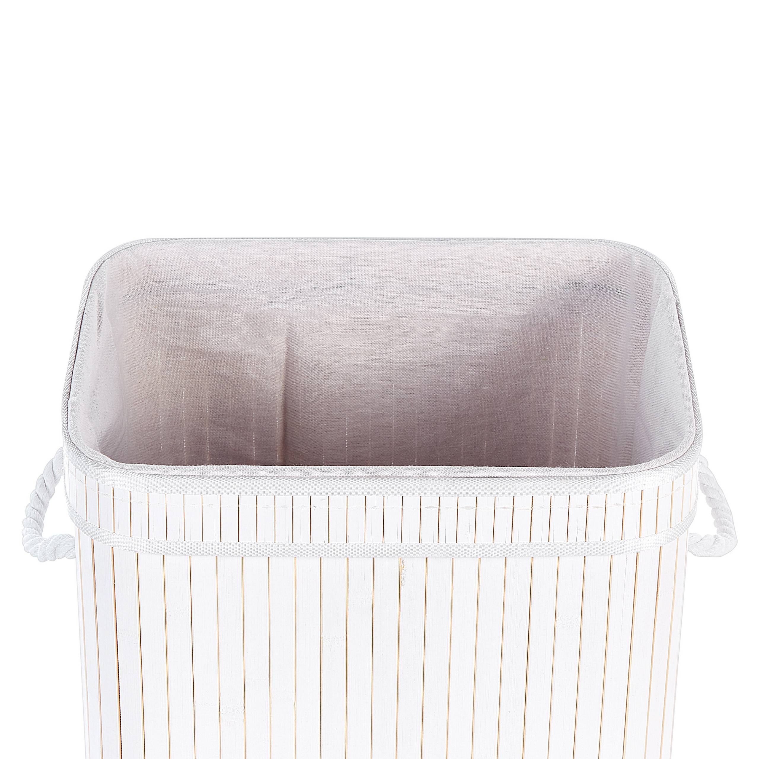 Panier Blanc en Bambou Coton et Viscose 60 cm avec Couvercle Corbeille à Linge Rectangle à Anses Rangement Spacieux Pratique et Fonctionnel - Image 7