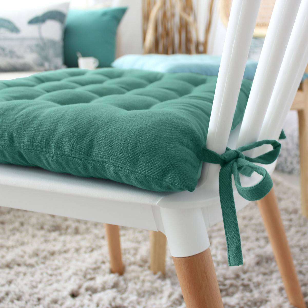 Enjoy Home - Galette de Chaise Piquée "Cambria" 38x38cm Vert Jade - Image 2