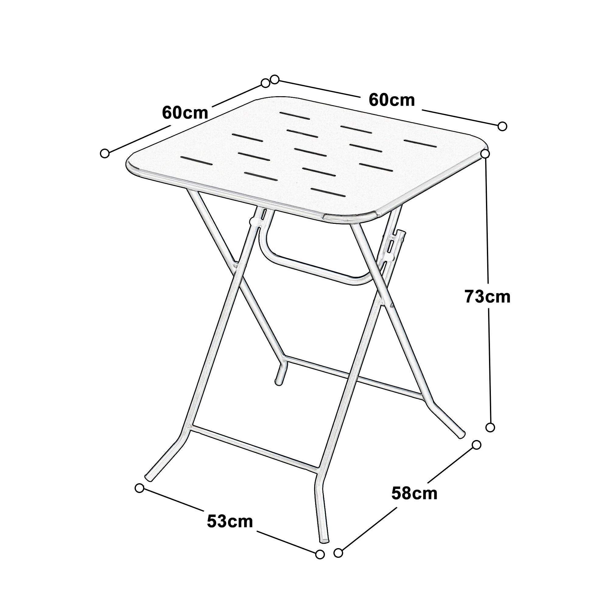 Ensemble table et chaise de jardin avec 1 Table et 2 Chaises pliantes Acier Beige - Image 4