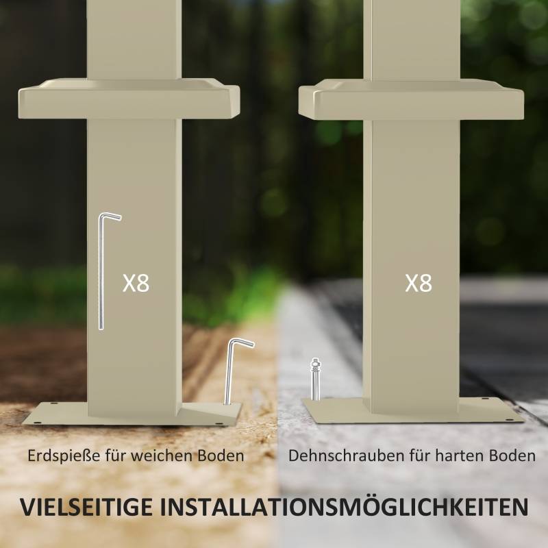 Pergola 3x3m kiosque à toit rétractable kaki UPF30+, auvent ombrage pour jardin - Image 7