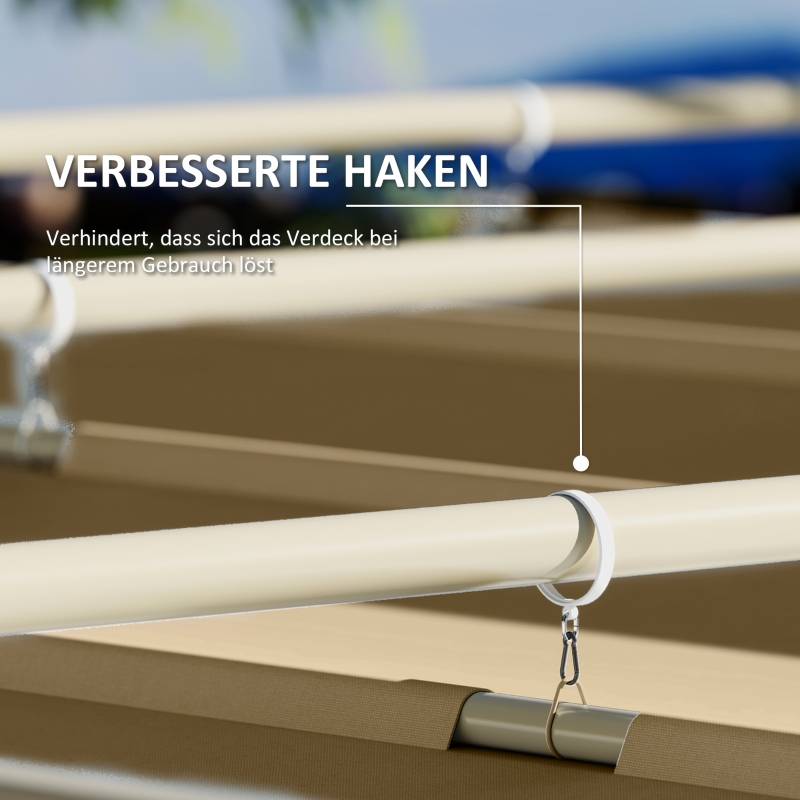 Pergola 3x3m kiosque à toit rétractable kaki UPF30+, auvent ombrage pour jardin - Image 5