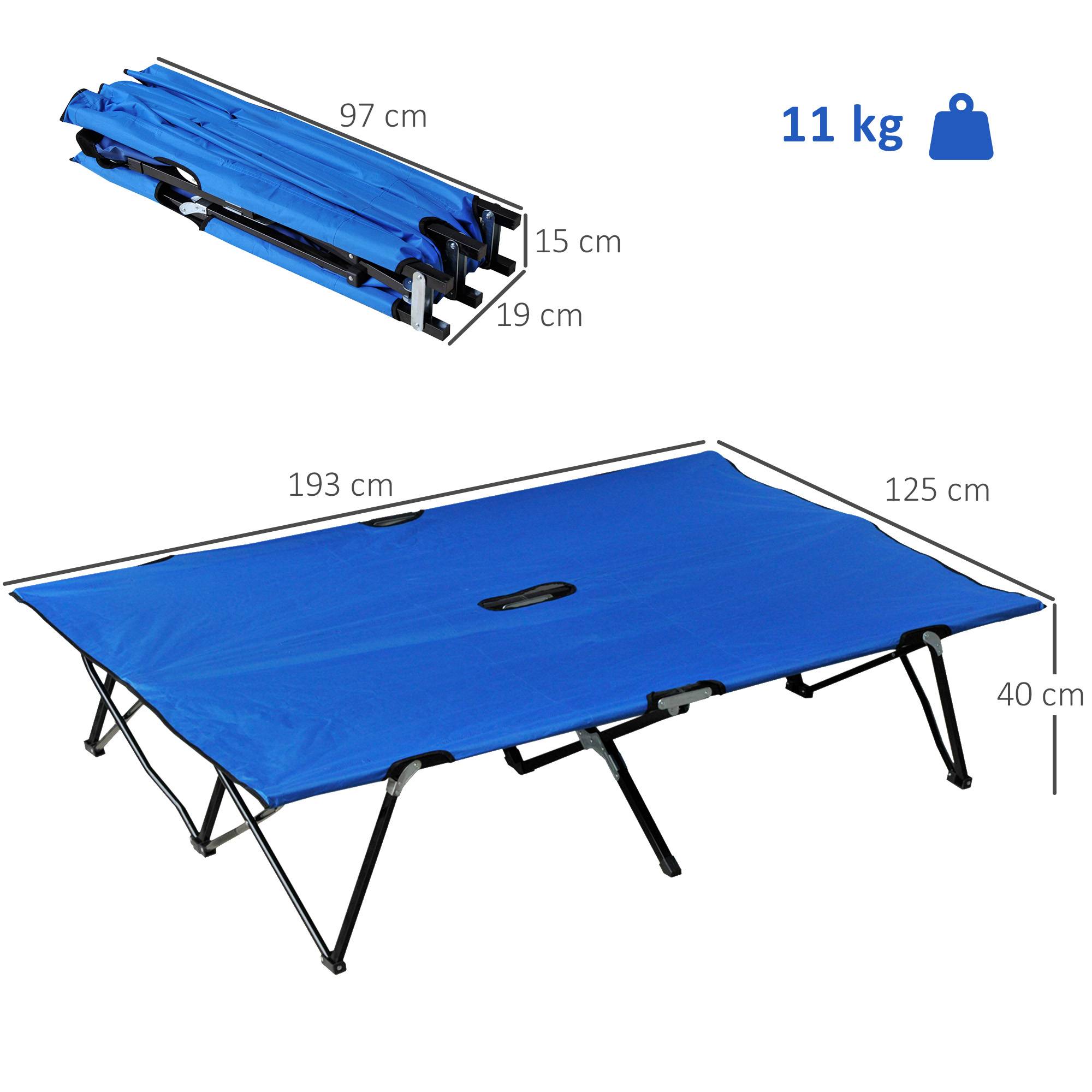 Lit de camp pliant avec sac de transport et cadre en métal, capacité de charge 136 kg, idéal pour la plage et la randonnée, 193 x 125 x 40 cm, bleu - Image 5