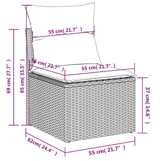 Salon bas de jardin 10 places modulable en résine tressée pour détente extérieure Beige et Gris Clair – ComfortXL Outdoor Living - Image 9
