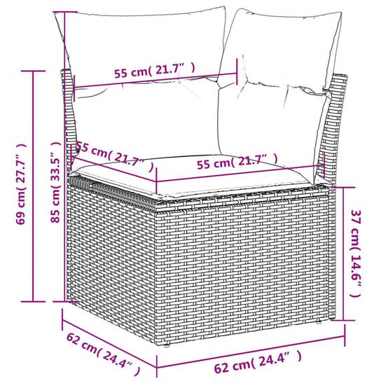 Salon bas de jardin 10 places modulable en résine tressée pour détente extérieure Beige et Gris Clair – ComfortXL Outdoor Living - Image 10