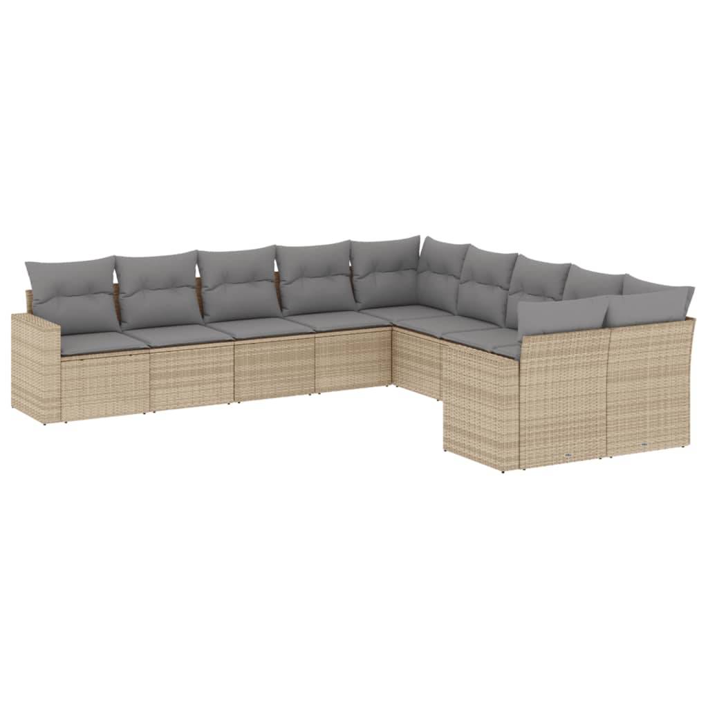 Salon bas de jardin 10 places modulable en résine tressée pour détente extérieure Beige et Gris Clair – ComfortXL Outdoor Living - Image 2
