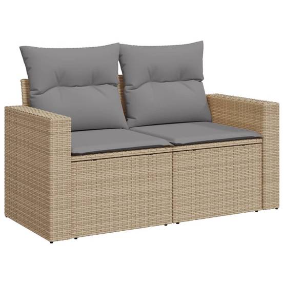Salon bas de jardin 10 places modulable en résine tressée pour détente extérieure Beige et Gris Clair – ComfortXL Outdoor Living - Image 5