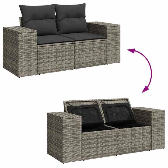 Salon de jardin 6 places résine tressée avec table ajustable et pouf Gris – ComfortXL Outdoor Living - Image 8