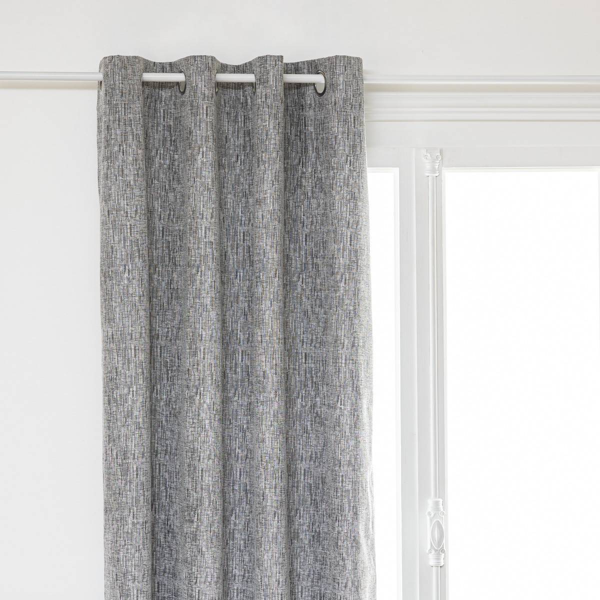 Atmosphera - Lot de 2 Rideaux à œillets Occultant Jacquard Gris Foncé 140 x 260 cm - Image 2