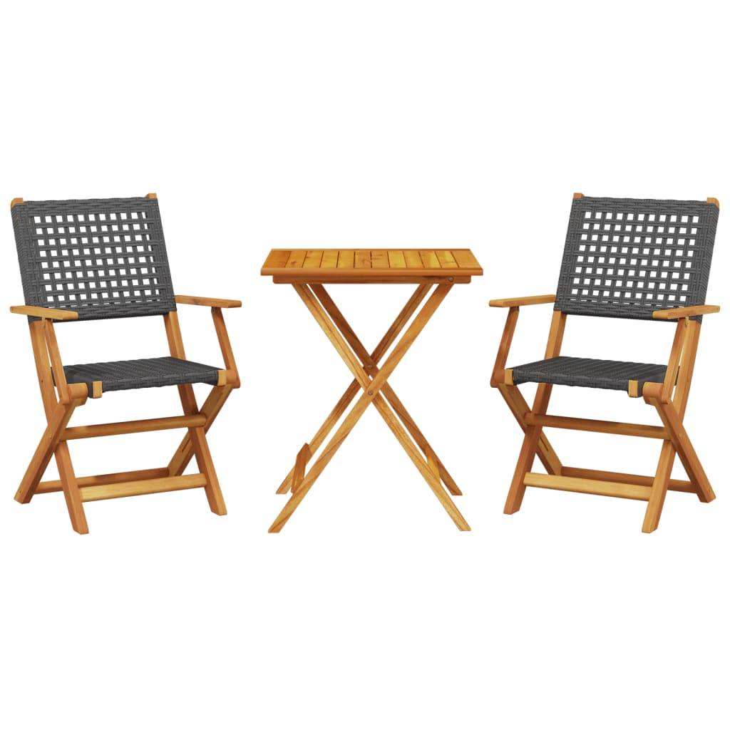 ComfortXL - Salon de Jardin 2 Personnes Résine Tressée et Bois Pliable pour Balcon Noir Table Carrée 60x60cm – ComfortXL Outdoor Living - Image 2