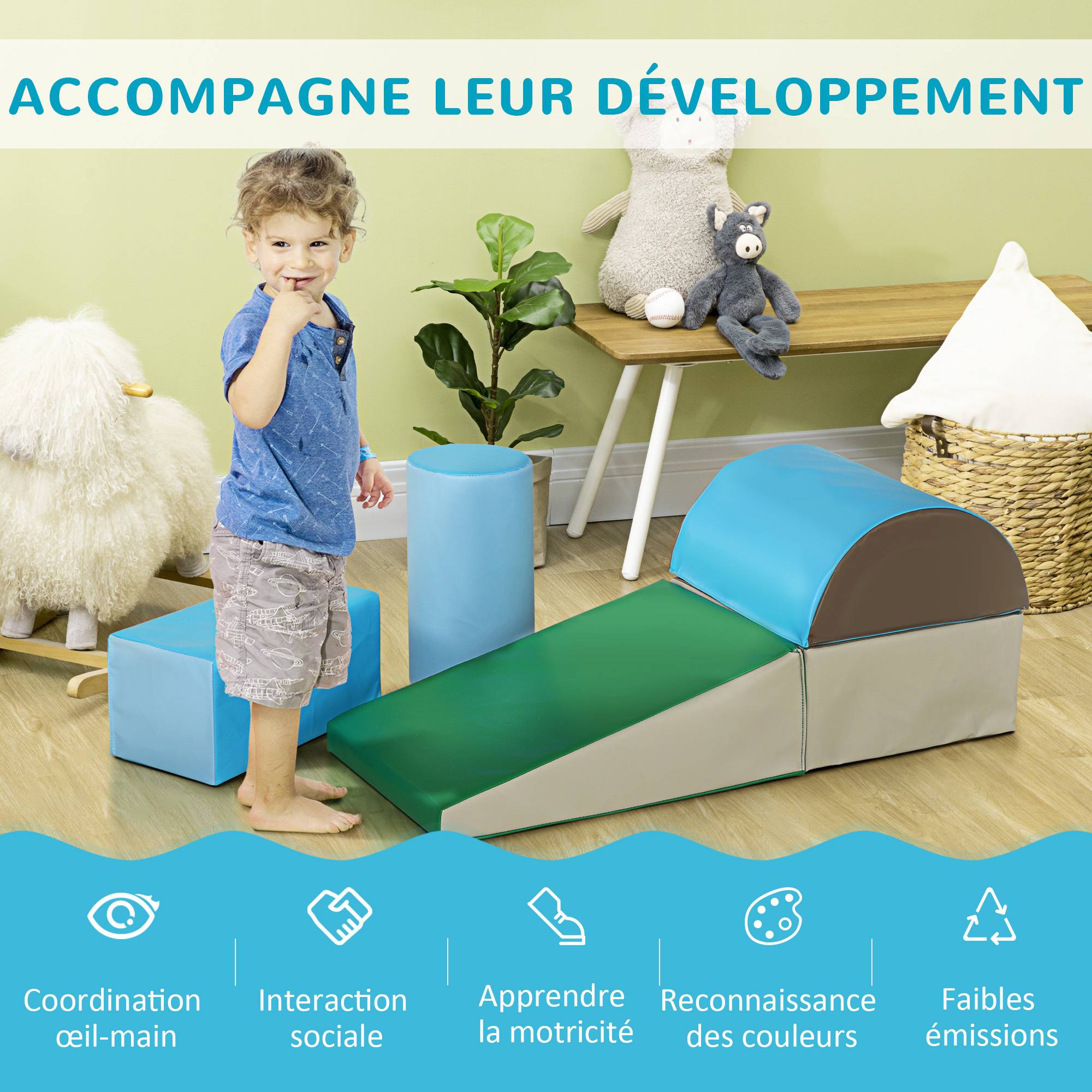 5PCS Module motricité bébé parcours motricité bébé en mousse EPE pour enfants d'âge préscolaire, multicolore - Image 9