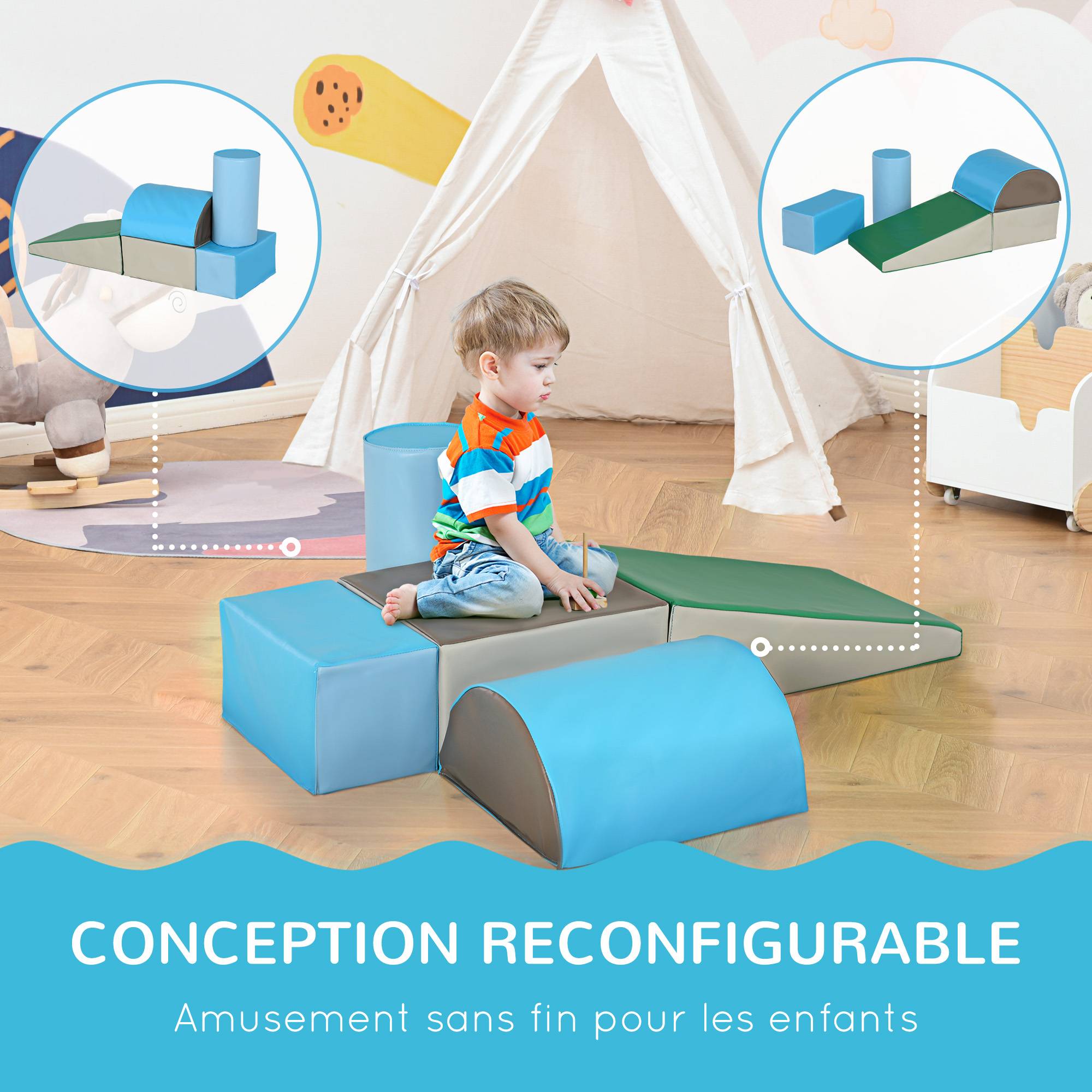 5PCS Module motricité bébé parcours motricité bébé en mousse EPE pour enfants d'âge préscolaire, multicolore - Image 7