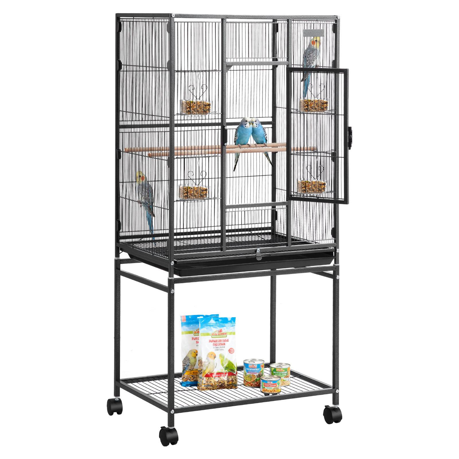 Vevor - VEVOR Cage Oiseau Volière Oiseaux sur Pied Roulettes 62,5x42,5x137 cm Toit Plat - Image 1