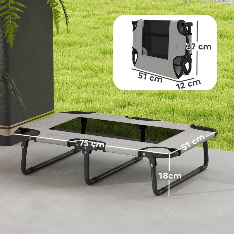 Lit pour chien surélevé polyester intérieur extérieur pliable gris clair 75x51x18cm - ComfortXL Outdoor Living - Image 3