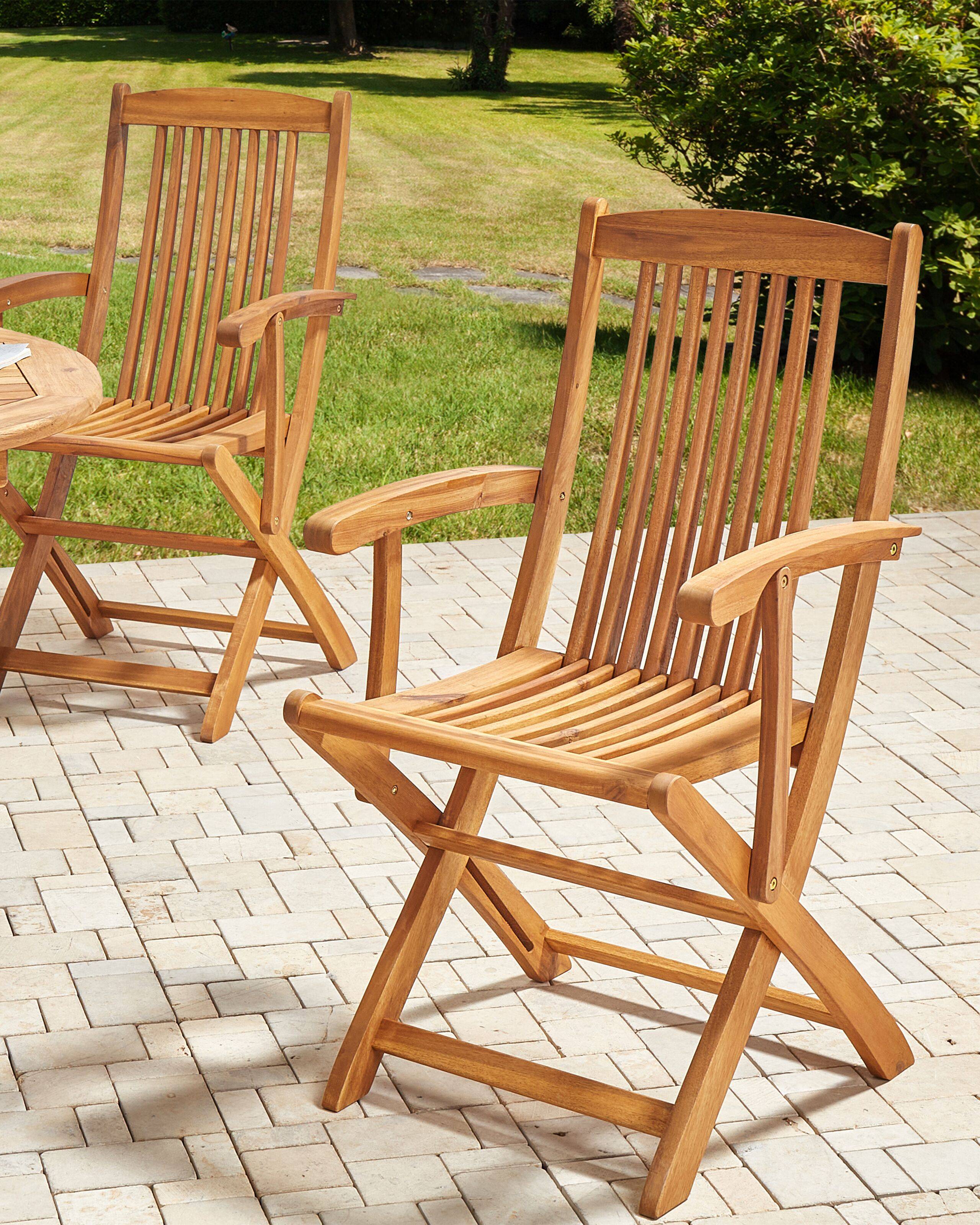 Beliani - Chaise de jardin Acacia Marron clair MAUI II - 46x48x92- Beliani - Image 1