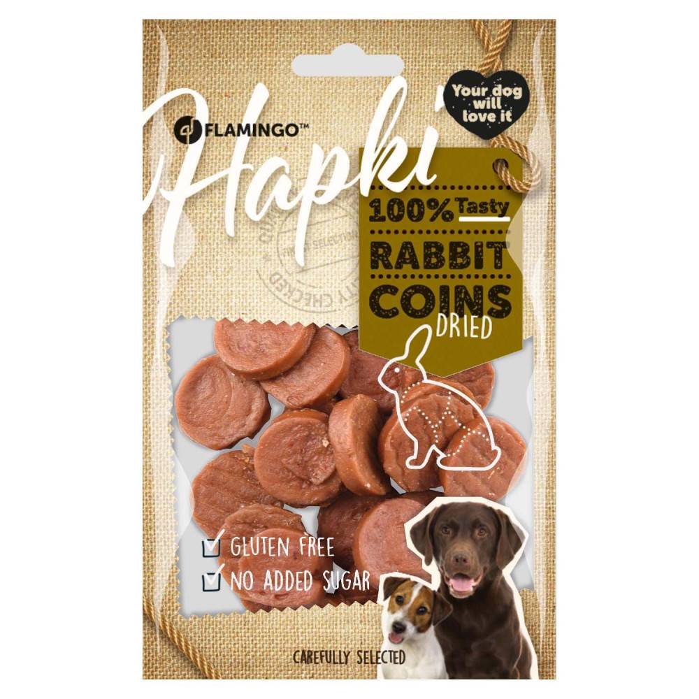 Friandise lapin pièces Hapki BBQ pour chien 85 g sans gluten - Image 1