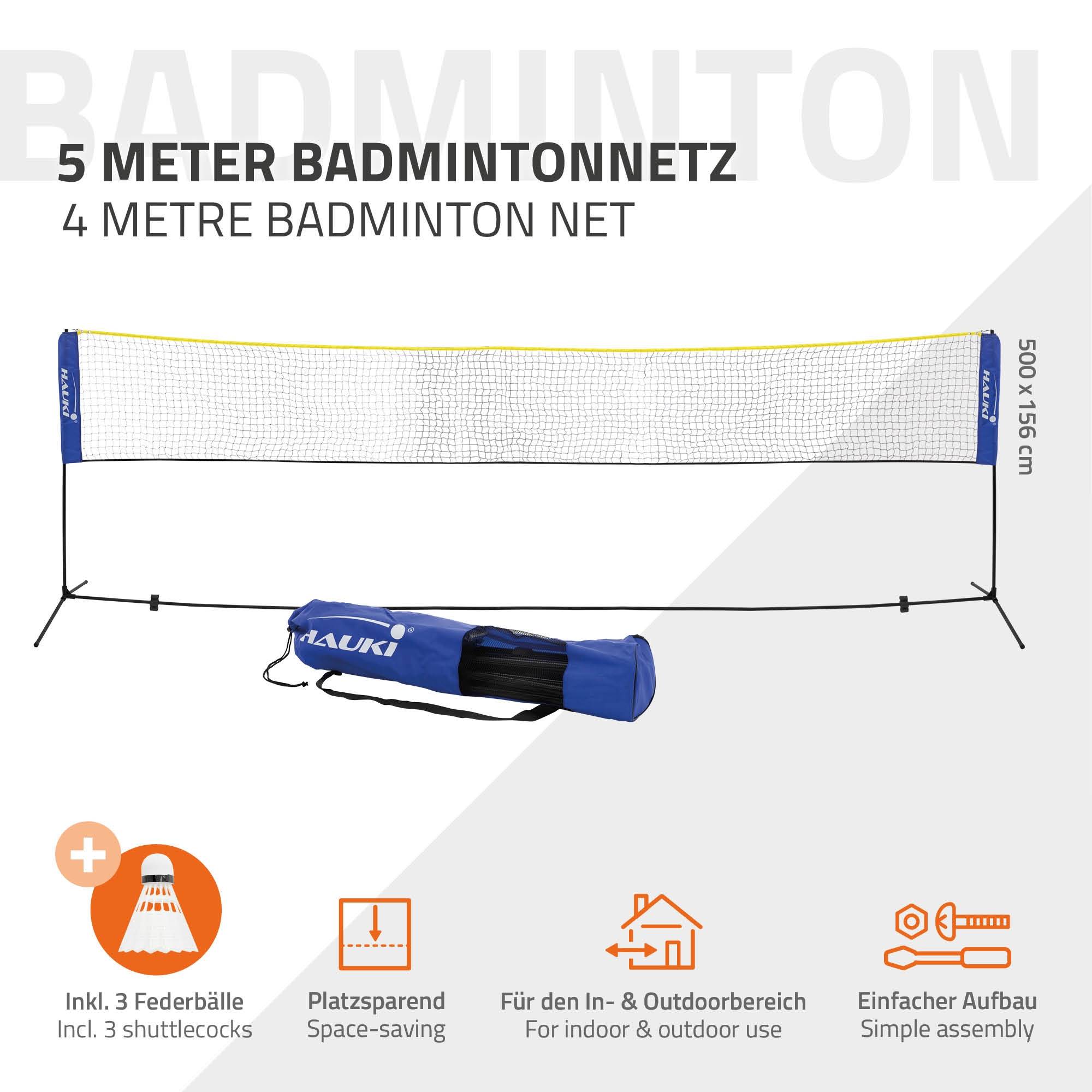 Filet de badminton 5m filet de volley-ball/tennis bleu portable hauteur 155 cm - Image 2