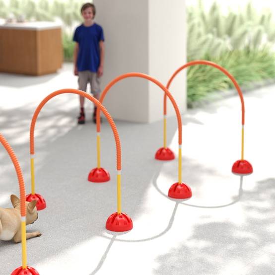 Kit agility chien plastique PE pour dressage canin portes réglables 100x95cm orange jaune - ComfortXL Outdoor Living - Image 5
