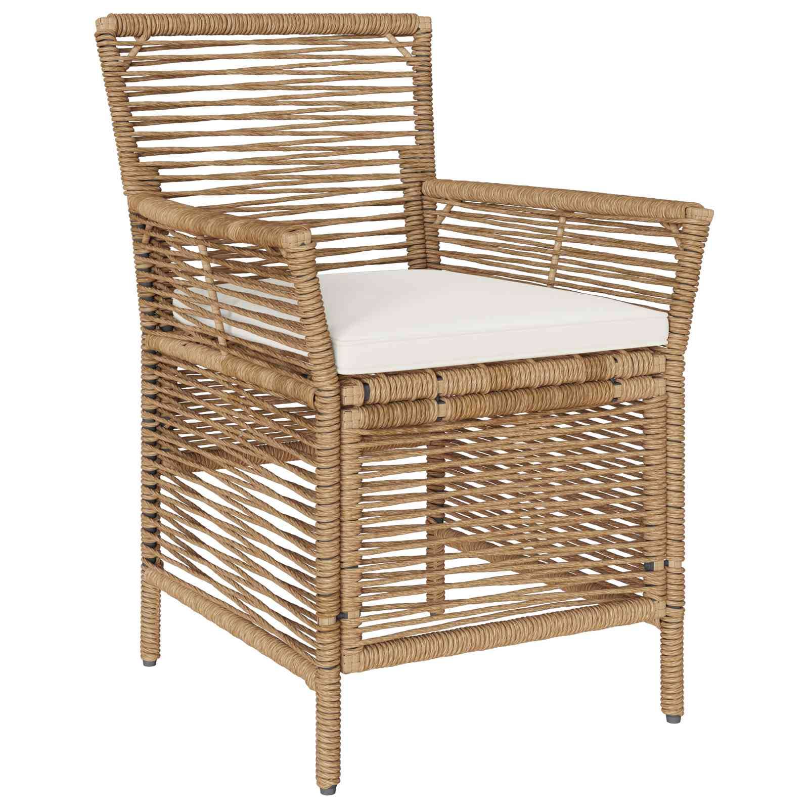 Chaises de jardin polyrotin beige et crème 61 x 58 x 83 cm, Poids:13.6kg - PANGIVO - Image 3