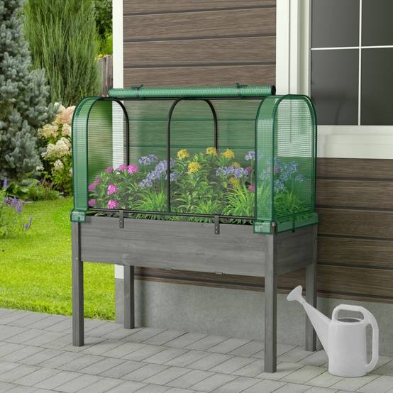 Mini Serre Tunnel 0.65m² Serre de Jardin Portable Porte à Fermeture Eclair Enroulable Solaire en PE Imperméable Vert MAISON CHIC - Image 2