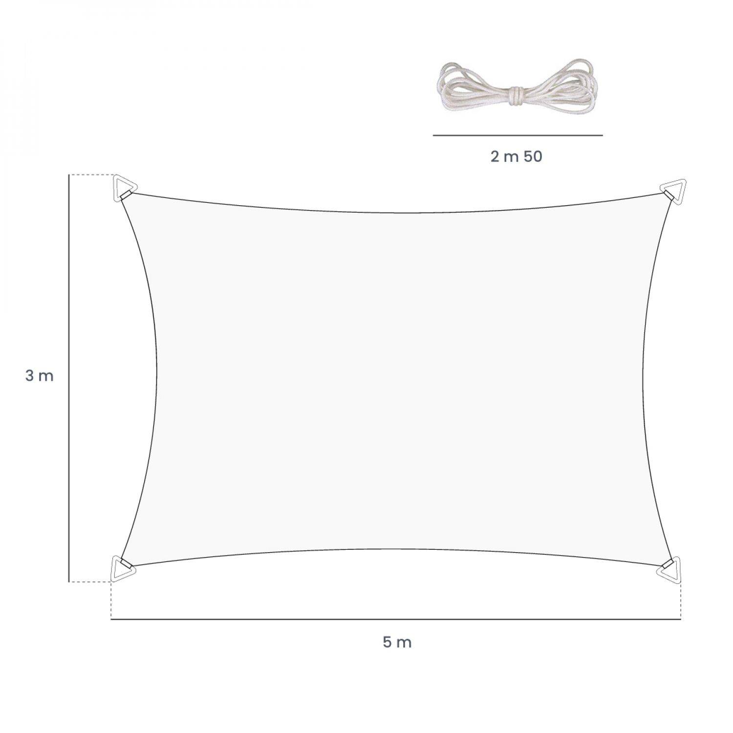 Linxor - Voile d'ombrage en chanvre, rectangulaire pour terrasse, jardin, toile résistante UV - 3 x 5 m - Beige - Linxor - Image 2