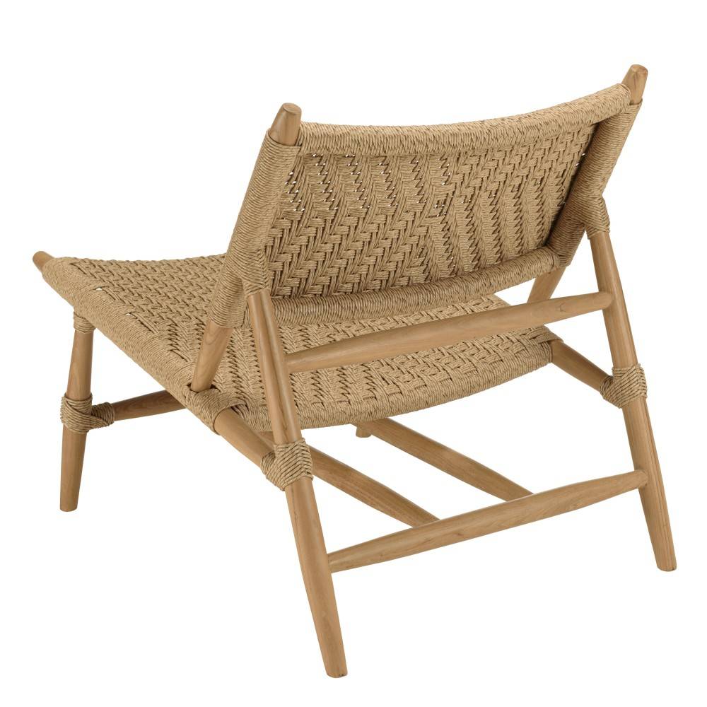 Macabane - VALERIA - Lot de 2 fauteuils lounge jardin en bois teck rotin relief - Image 7