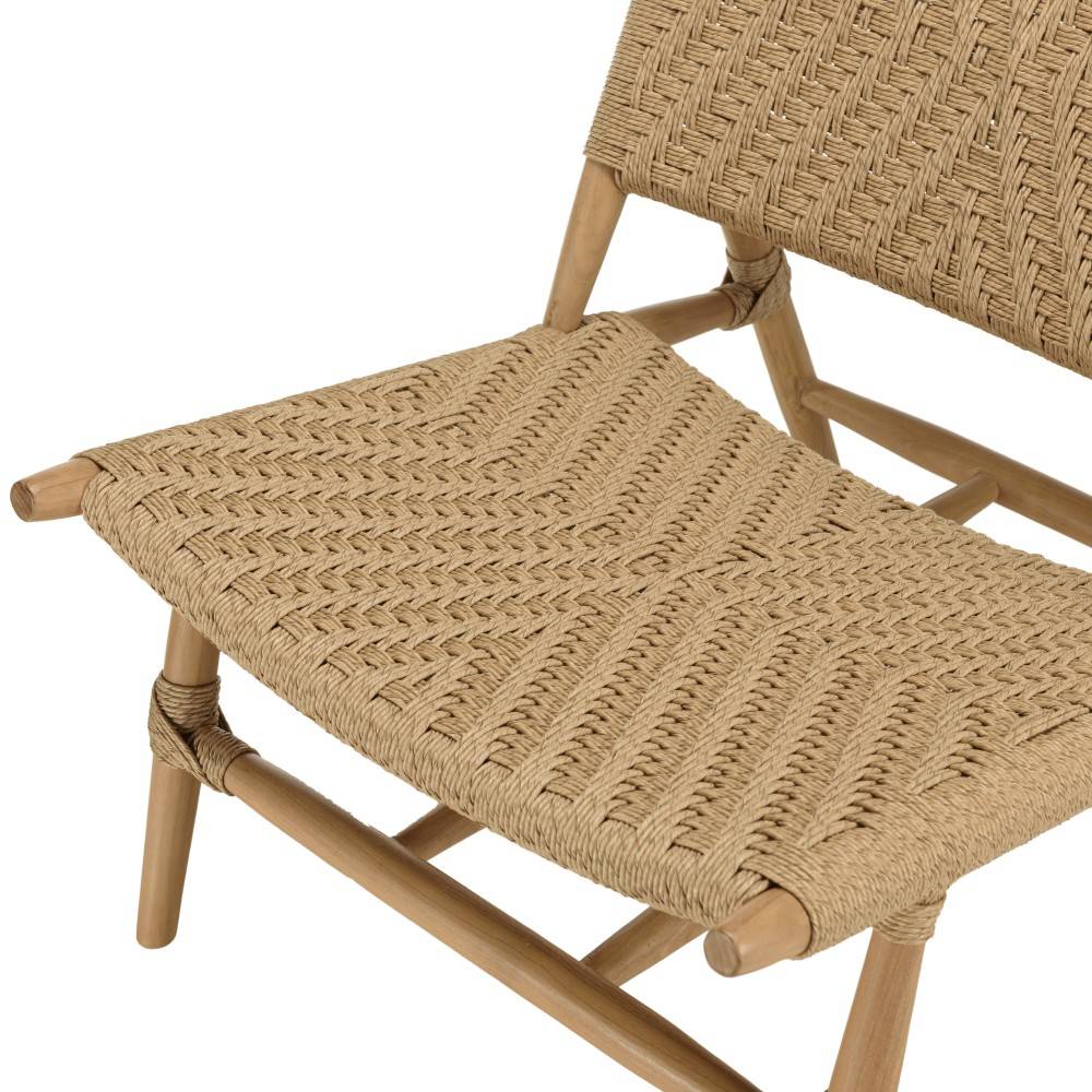 Macabane - VALERIA - Lot de 2 fauteuils lounge jardin en bois teck rotin relief - Image 6