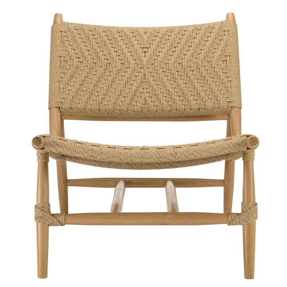 Macabane - VALERIA - Lot de 2 fauteuils lounge jardin en bois teck rotin relief - Image 3