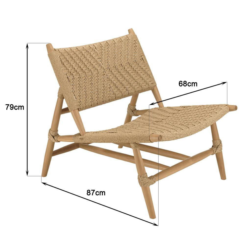 Macabane - VALERIA - Lot de 2 fauteuils lounge jardin en bois teck rotin relief - Image 9