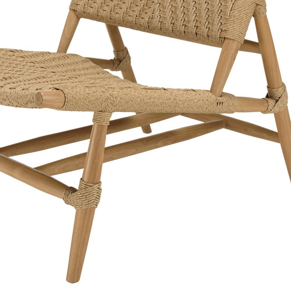 Macabane - VALERIA - Lot de 2 fauteuils lounge jardin en bois teck rotin relief - Image 8