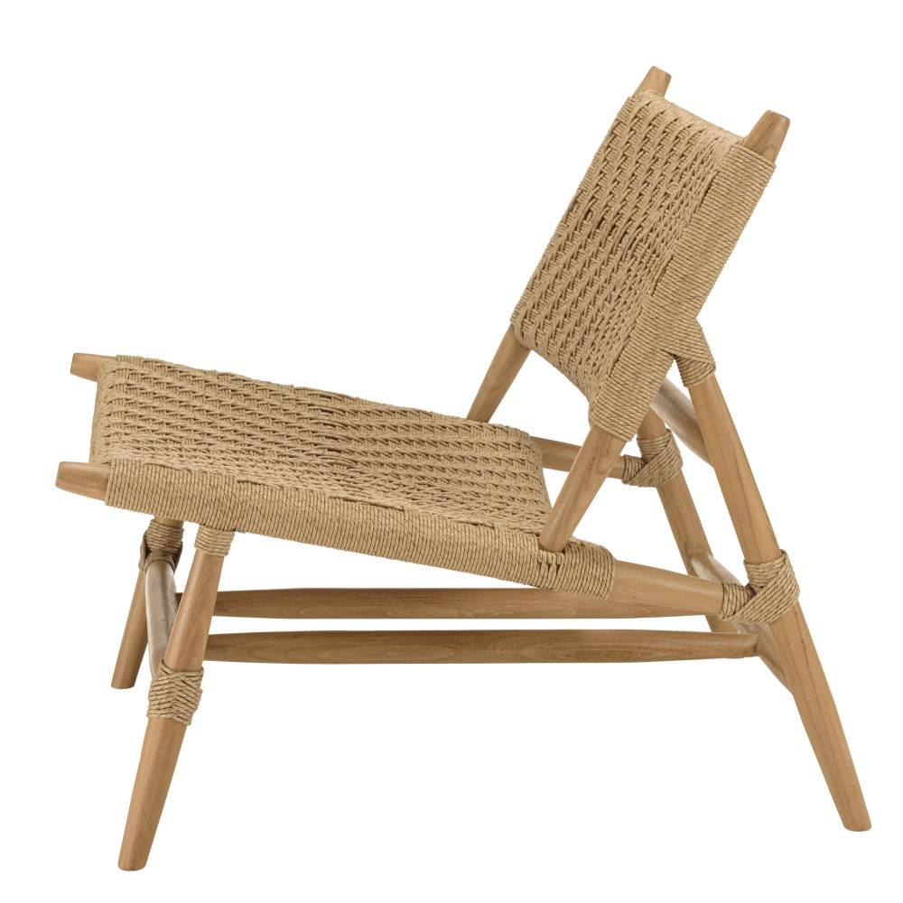 Macabane - VALERIA - Lot de 2 fauteuils lounge jardin en bois teck rotin relief - Image 5