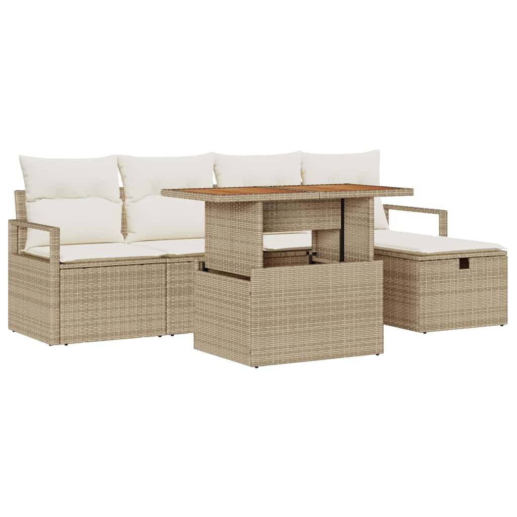 ComfortXL - Salon de jardin modulable 5 places en poly rotin avec coussins épais Beige – ComfortXL Outdoor Living - Image 2