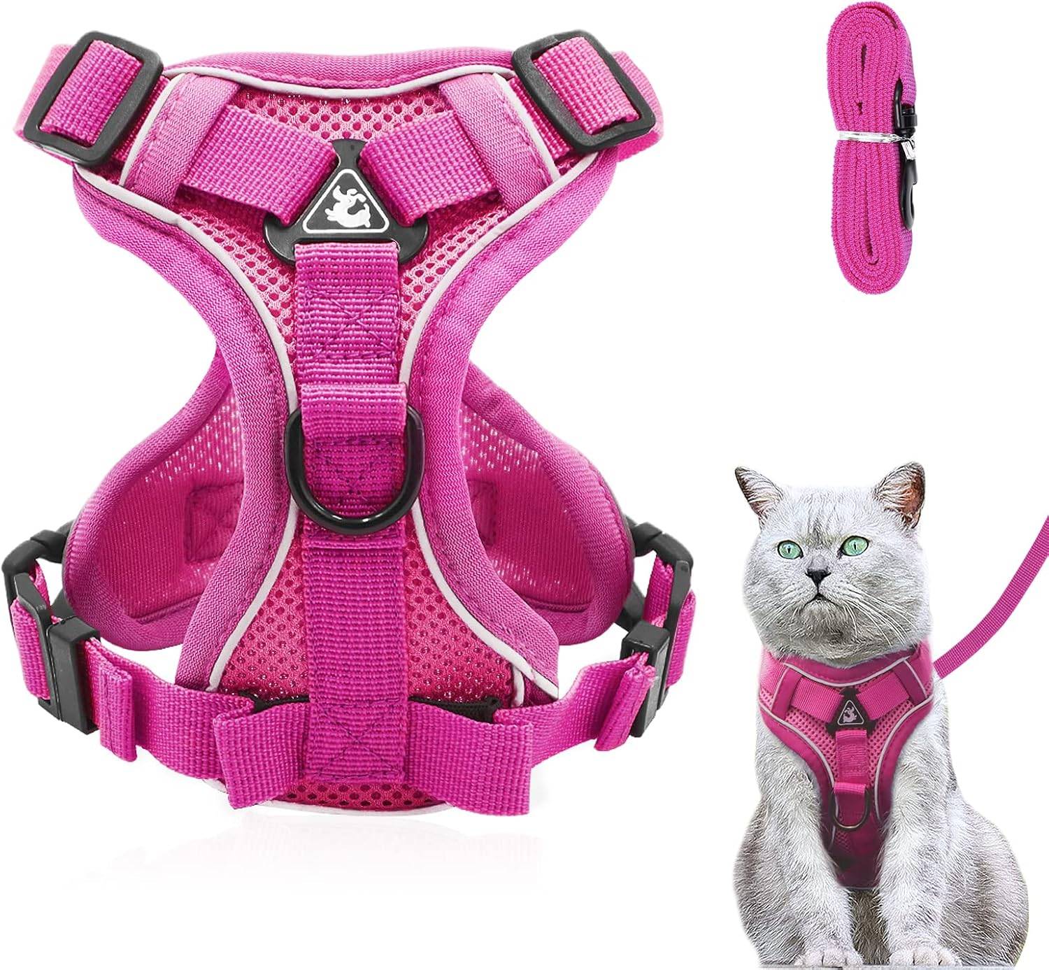 Harnais réglable pour Chat - Anti-éclatement Rose - L