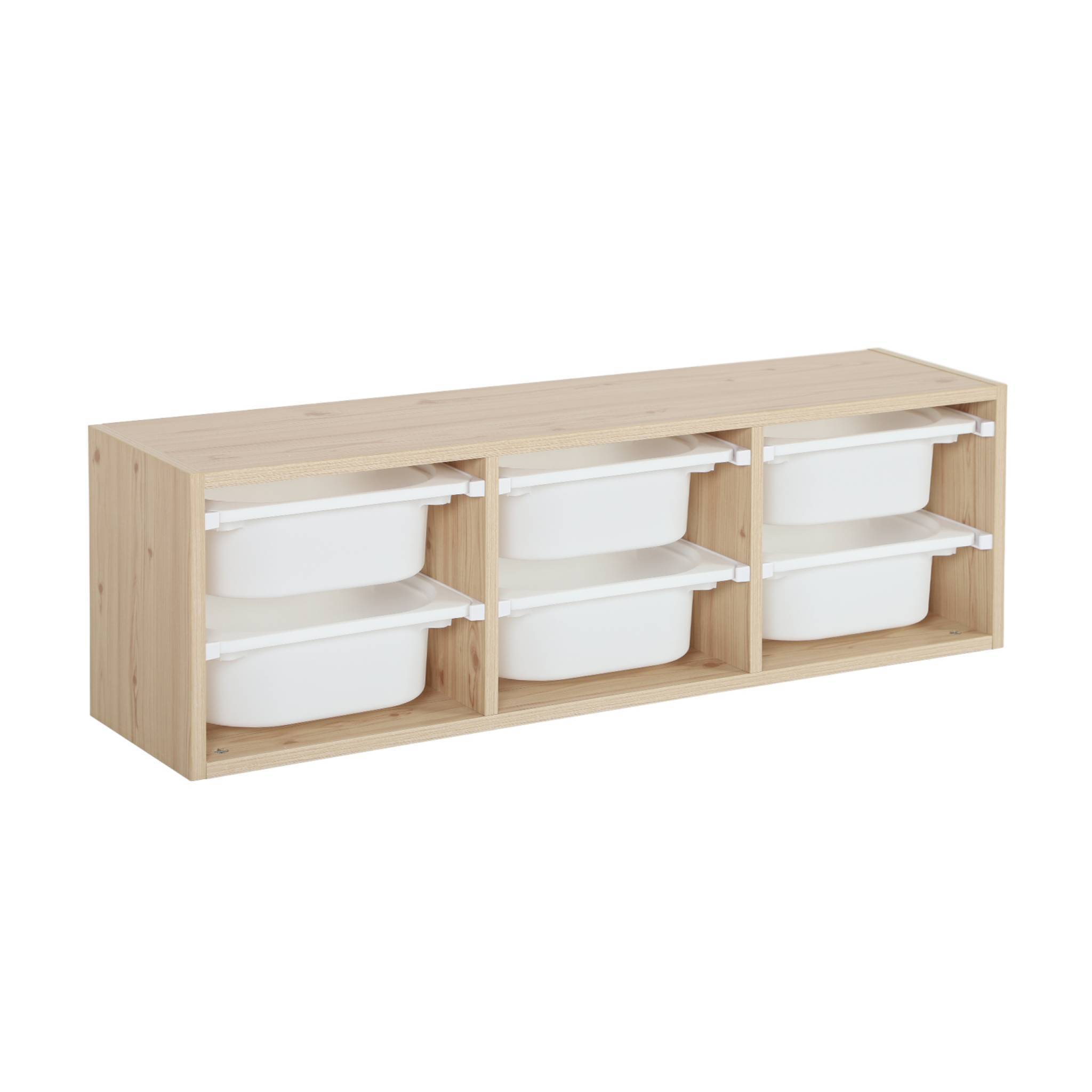sweeek - Meuble de rangement pour enfant. naturel. 6 bacs en plastique  | sweeek - Image 2