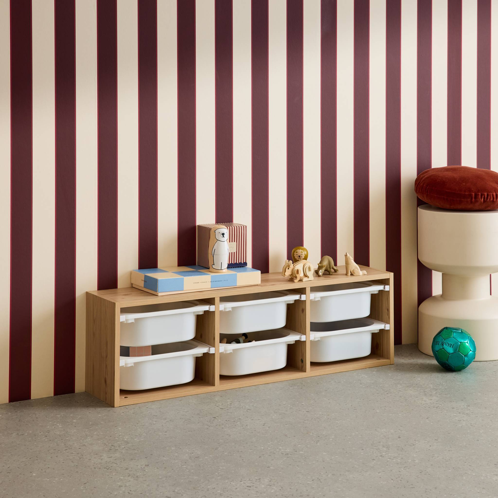 sweeek - Meuble de rangement pour enfant. naturel. 6 bacs en plastique  | sweeek - Image 4