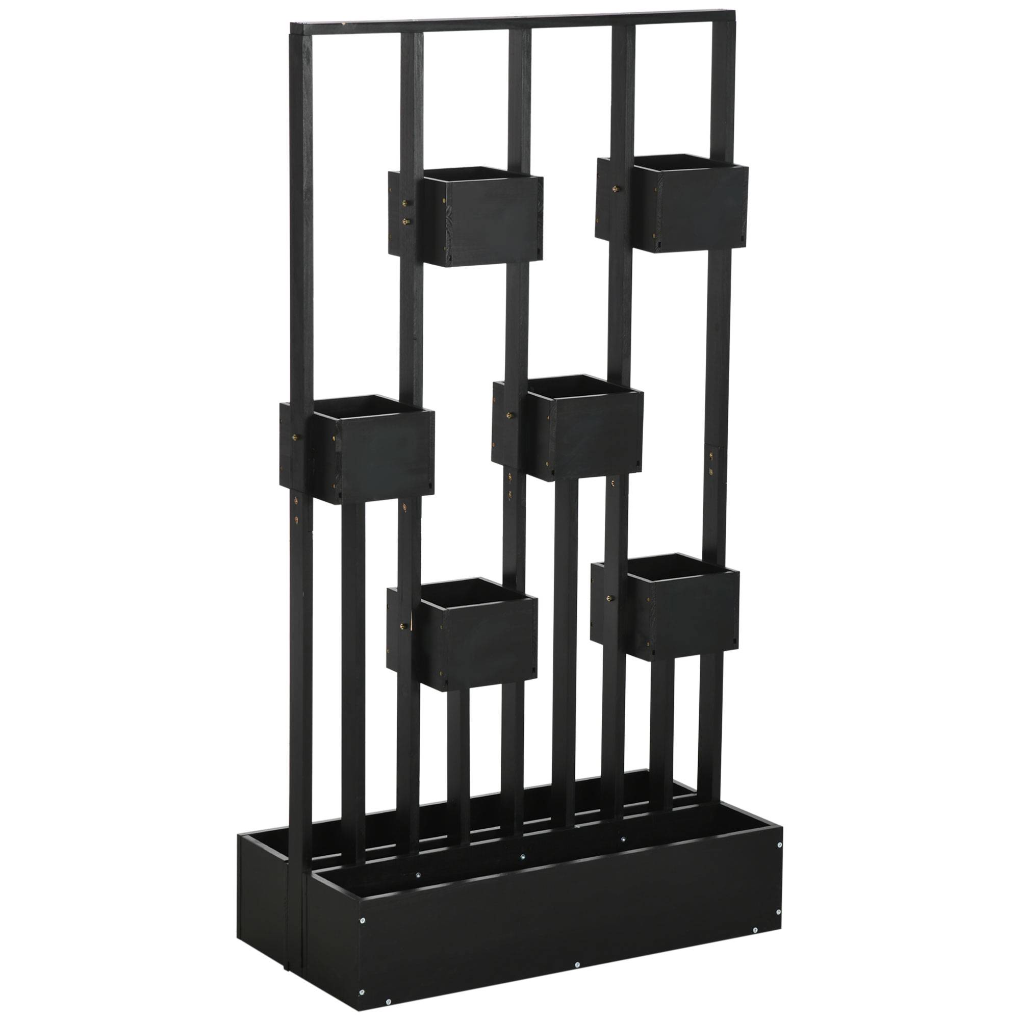 Sans Marque - Pflanzkasten-Kombination modulares Design Standrahmen Naturholz schwarz 90x45x170 cm - Image 2